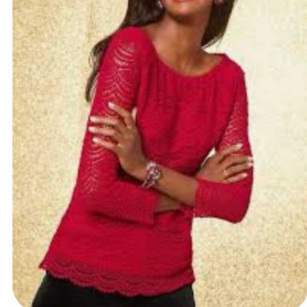 Talbots Red Lace Blouse